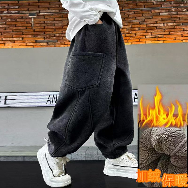 【 -10度】厚厚过冬男童加绒长裤秋冬新款中大童加厚休闲裤韩版潮童