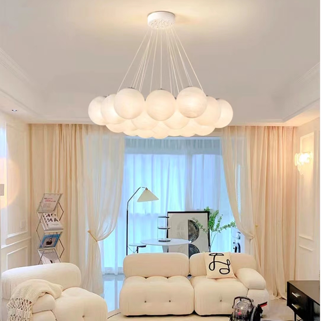 卧室吊灯月球灯具现代简约房间主卧灯创意泡泡灯餐厅