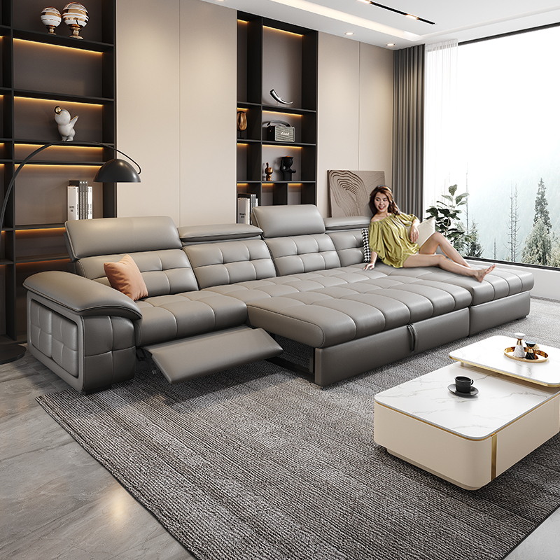 业友661#电动多功能沙发床简约客厅真皮沙发床轻奢储物沙发床两用