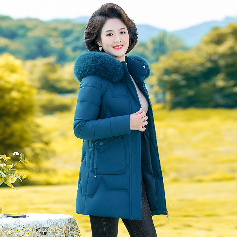 中年妈妈冬装羽棉服中长款2025新款中老年人女秋冬棉衣外套棉袄