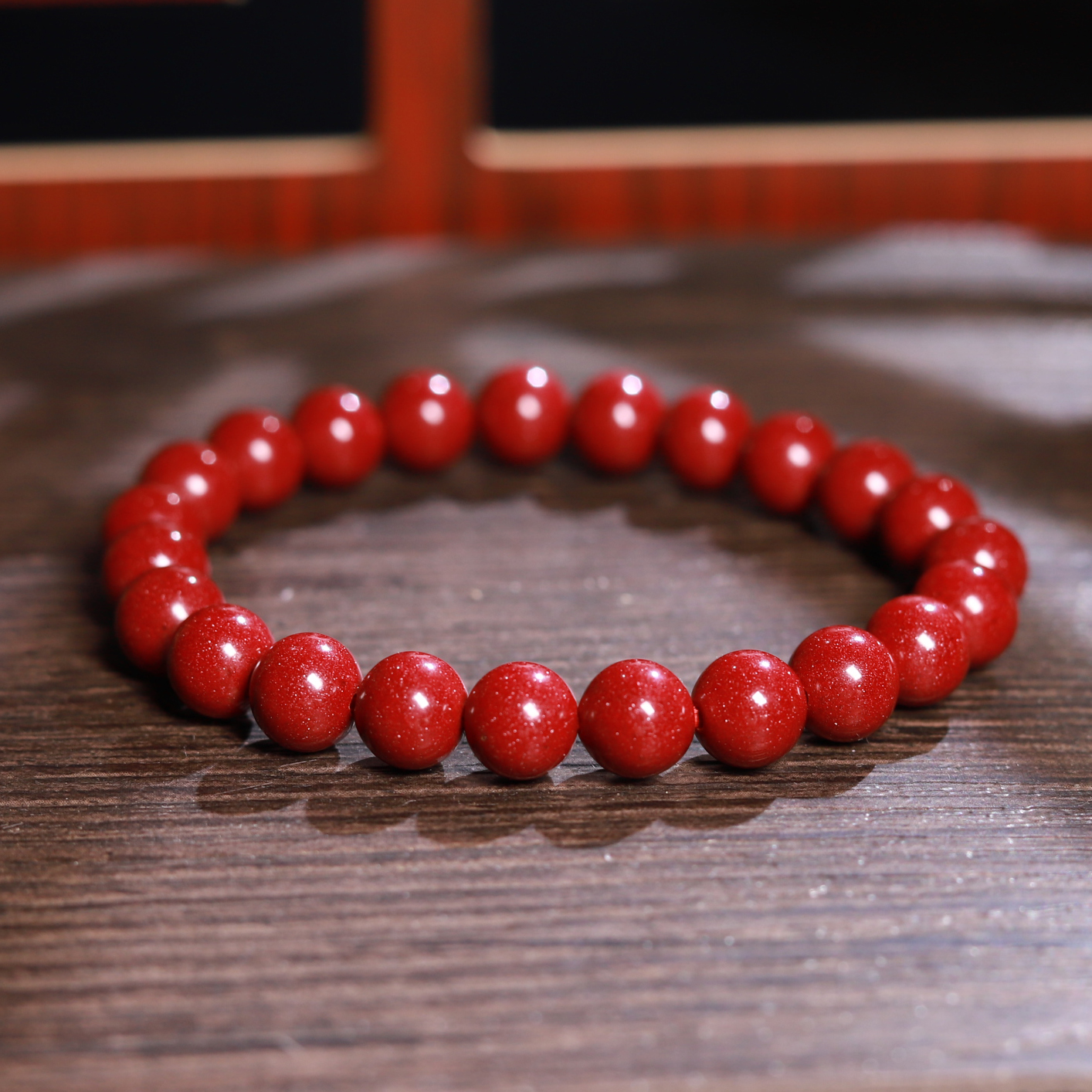 含辰砂工艺品高含量朱砂素圈手串