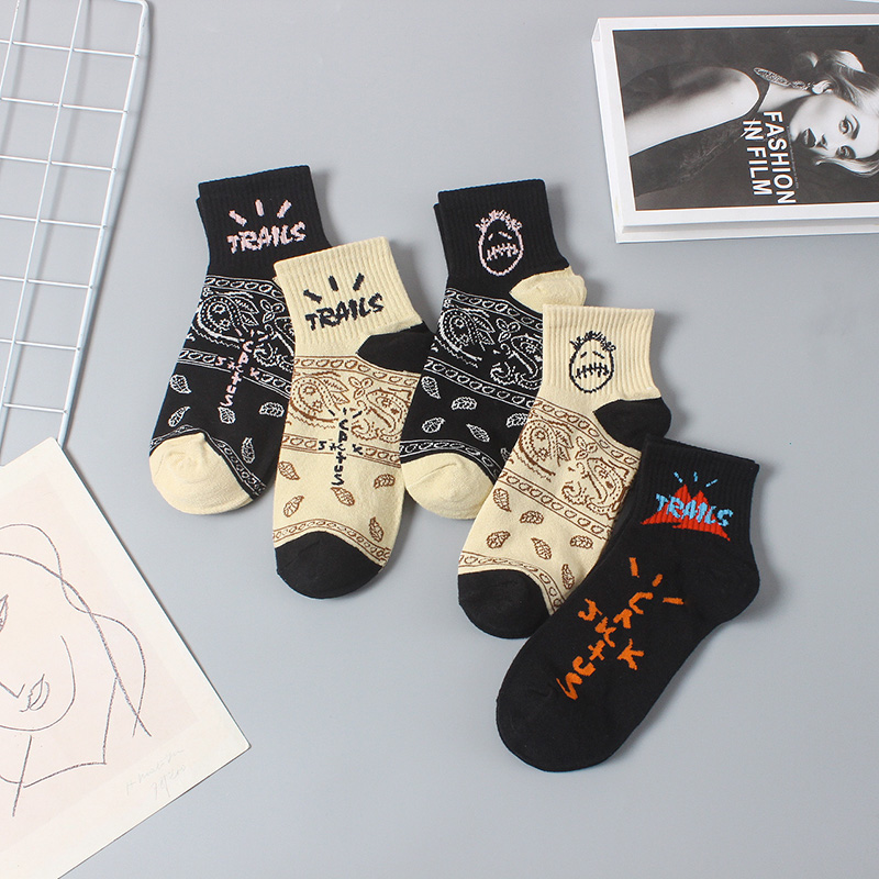 腰果花袜子男短袜女ins潮流运动百搭短筒袜春夏季情侣街头低帮袜