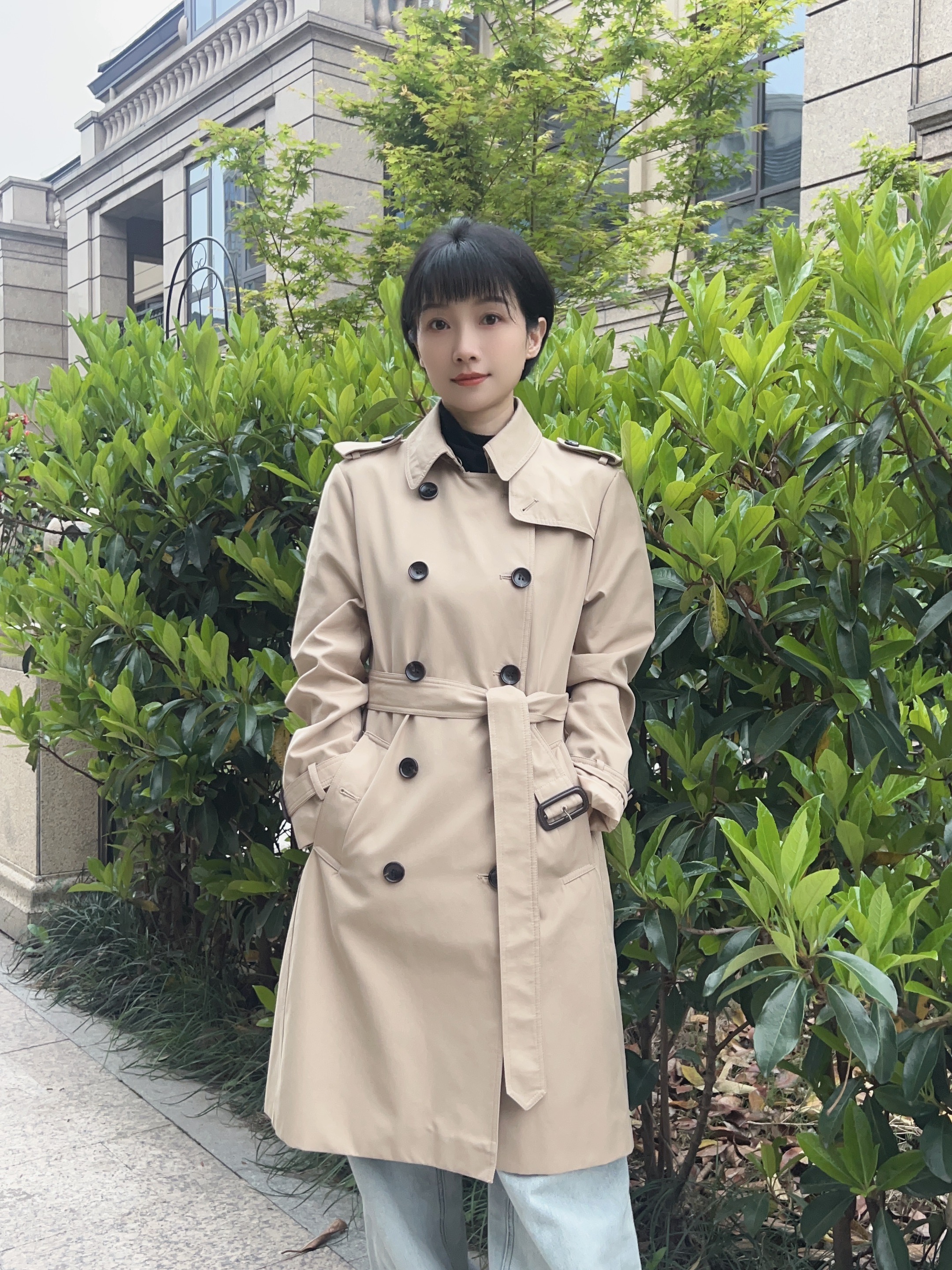 春秋风衣外套显瘦气质网红时尚休闲百搭收腰中长款韩版英伦秋季