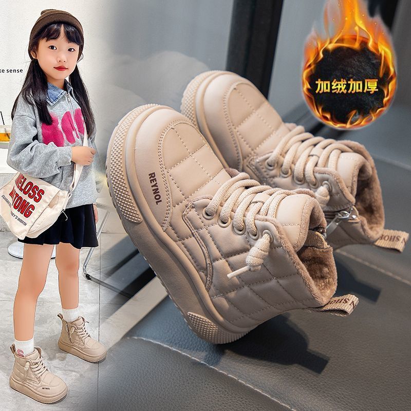 女童靴子2023秋冬新款二棉鞋子儿童加绒洋气短靴雪地靴童鞋马丁靴