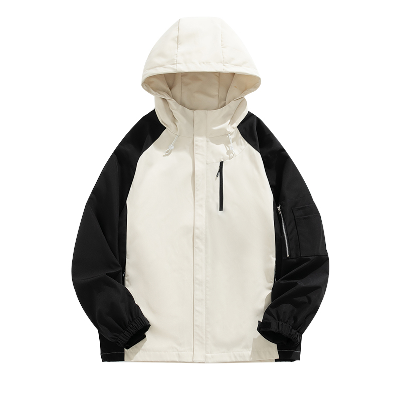 休闲宽松外套男春秋潮牌冲锋衣男款休闲夹克连帽保暖防风情侣外套