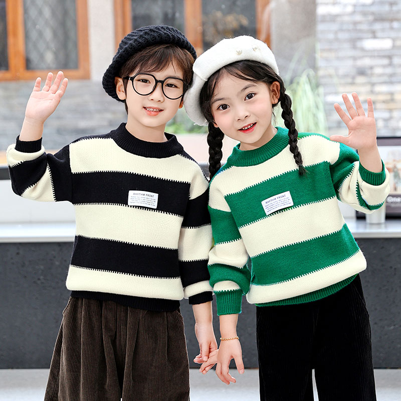 2025秋冬新款男童女童毛衣儿童针织打底衫保暖中大童宝宝冬装加厚