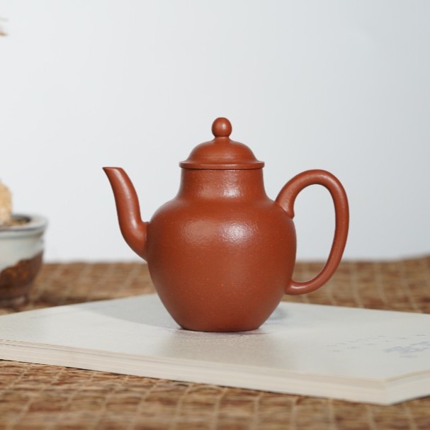 董菲制作 橄榄紫砂壶 全手工制作 生料朱泥 
