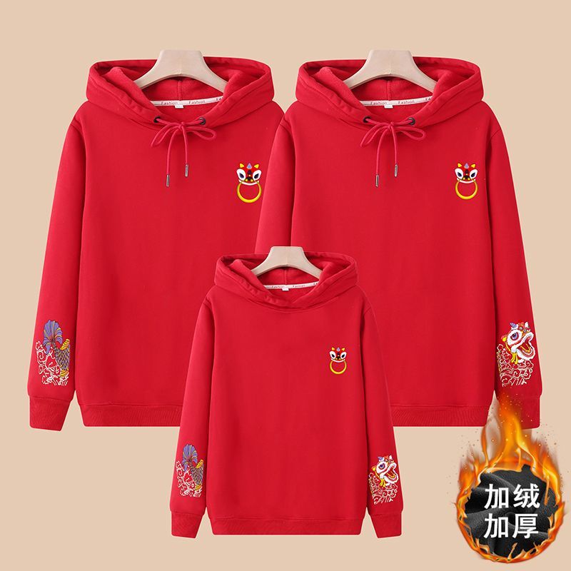 【小扬哥精选】国潮亲子装秋冬加绒卫衣一家三口母子装炸街2024新