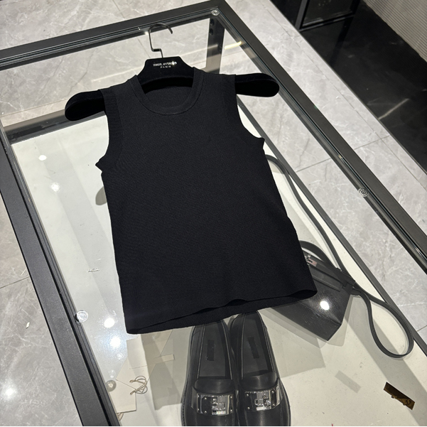 25年春装新款女装 时尚百搭无袖黑色针织背心-24064
