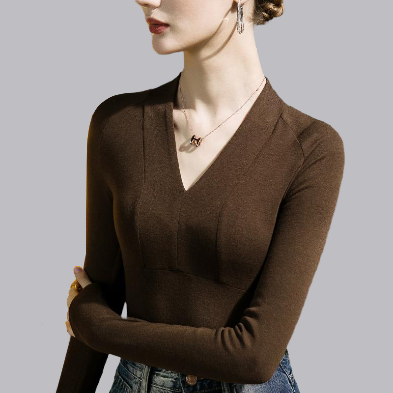 广场舞练功服V领打底衫女新款纯色长袖现代舞拉丁舞服