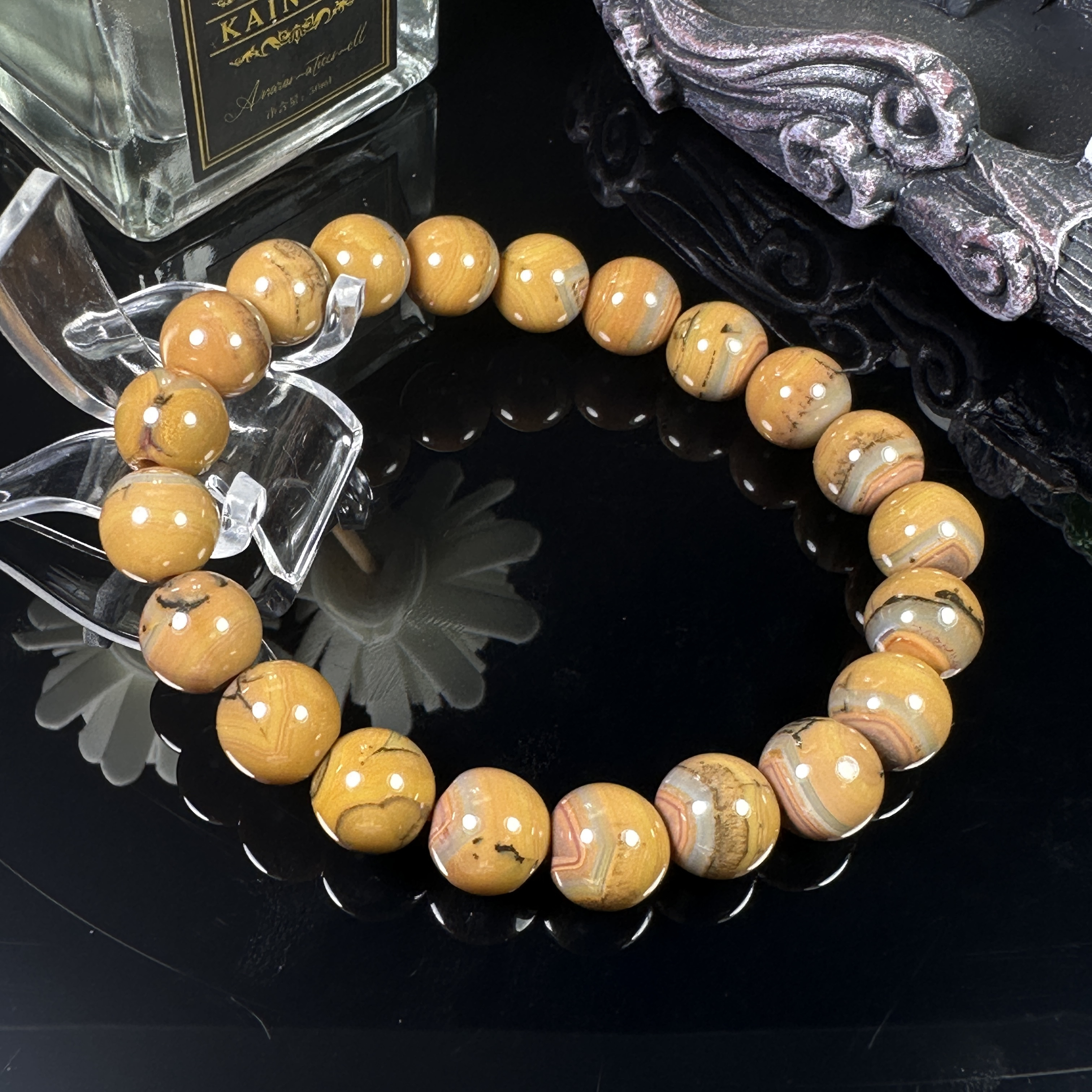 无品牌纯天然宣化战国红玛瑙玉石黄拉丝脉络草非主流手串男女同款