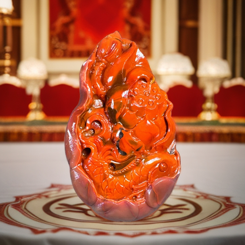 无品牌战国红玛瑙玉石直播间精美时尚纯红满肉雕刻南山料摆件吊坠