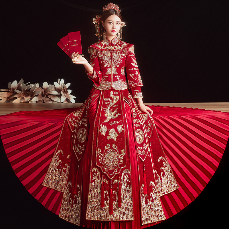 2025新娘秀禾服中式婚纱龙凤褂修身显瘦结婚礼服大码嫁衣出阁敬酒