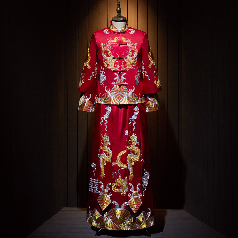 男士秀禾服2025新款中式复古新郎服结婚敬酒服秀禾龙凤褂男秀和服