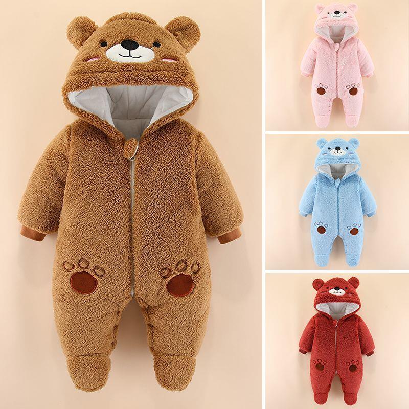 婴儿衣服秋冬季加厚新生儿连体衣保暖宝宝夹棉哈衣爬服防寒外出服