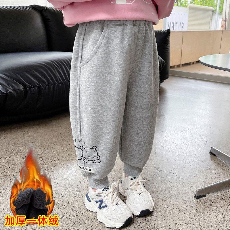 女童加绒运动裤春秋冬款新款洋气宝宝一体绒裤子儿童外穿保暖卫裤