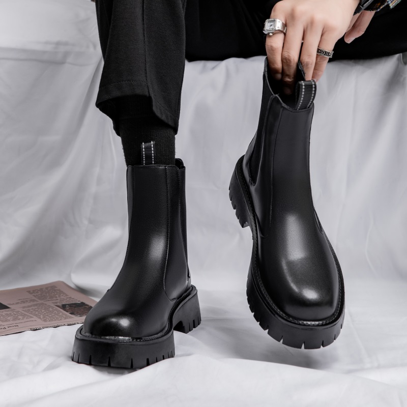 【小扬哥直播优选】切尔西靴男秋季透气高帮马丁靴英伦高街风烟筒靴