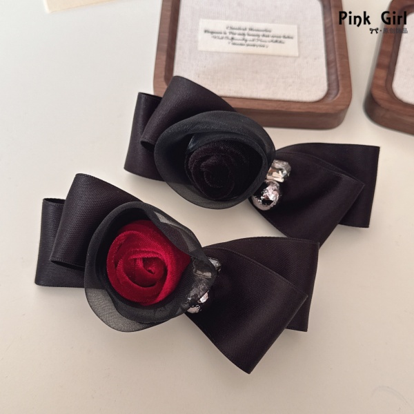 Pink Girl  T917气质优雅百搭手工花朵10cm弹簧夹蝴蝶结发夹发饰