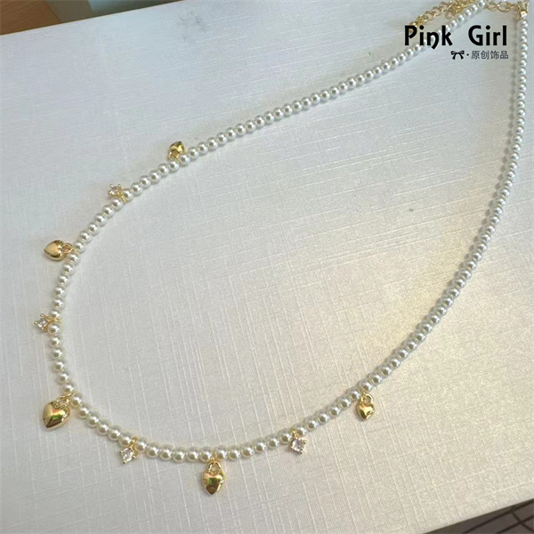 铜合金项链 5014时尚百搭精致法式甜美风小爱心项链锁骨链颈链