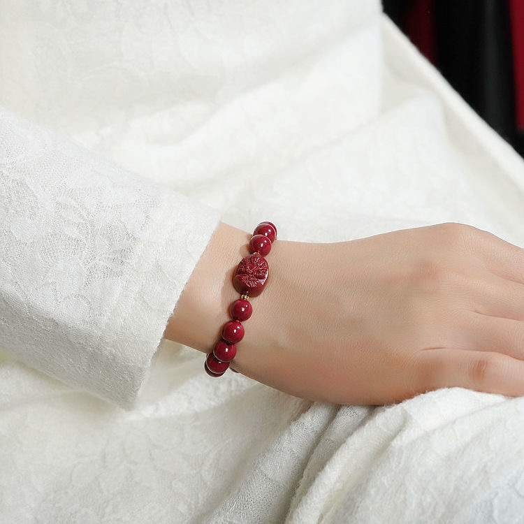 天然辰砂高含量朱砂紫金手链【八大守护者手链】朱砂手串时尚送绳子