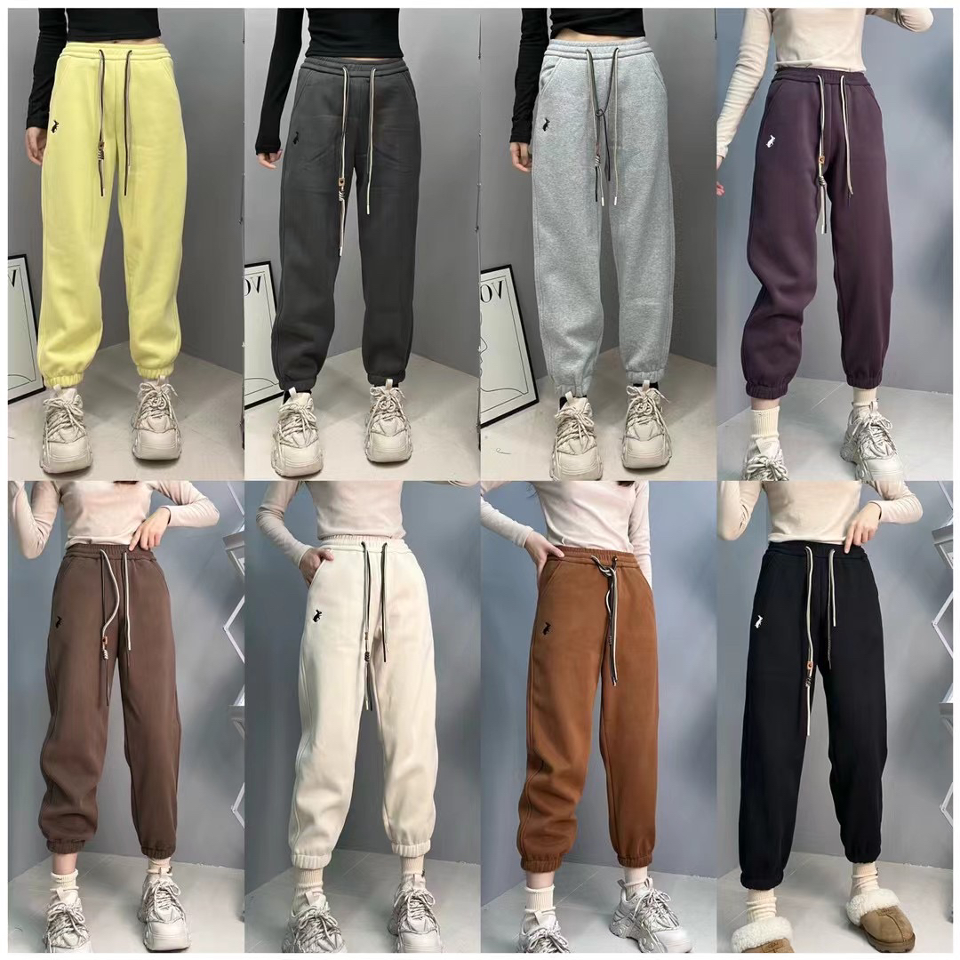 3016彩色冬季新款加绒欧货洋气束脚加厚小个子运动休闲哈伦裤