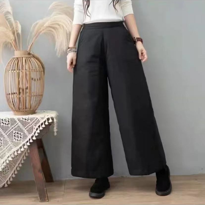 2025秋冬新款洋气显瘦百搭阔腿棉裤