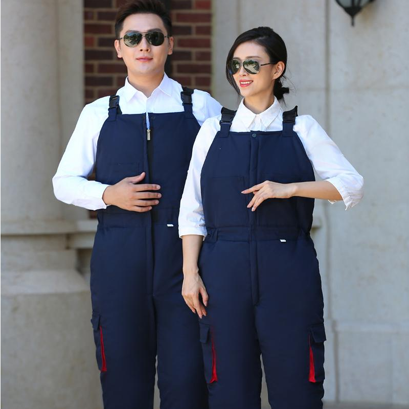 冬季加肥加厚棉裤连体棉背带裤冷库防寒耐磨劳保服户外连体棉裤