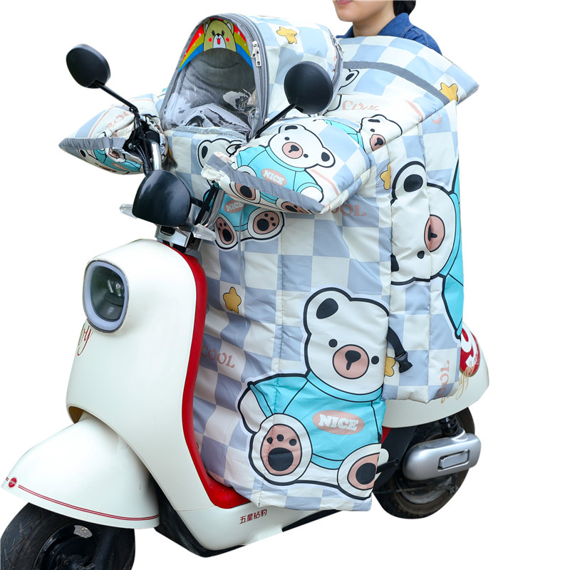  亲子款加绒加厚秋冬季挡风被保暖电动车防风罩