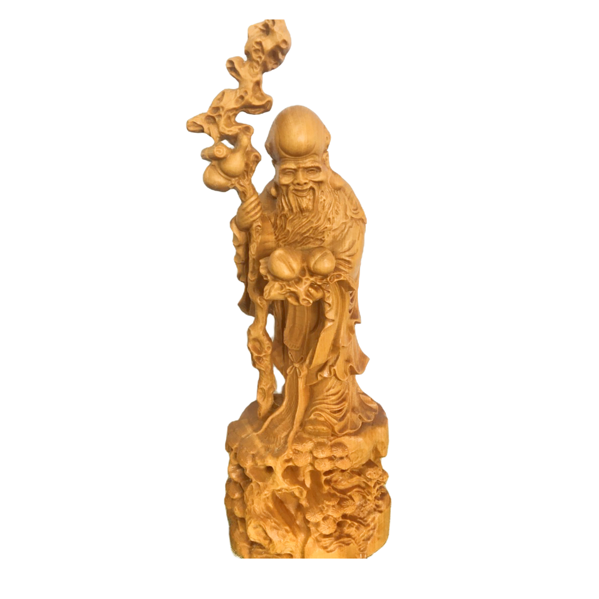 崖柏木寿星公木质雕刻工艺品木雕摆件，尺寸高20cm