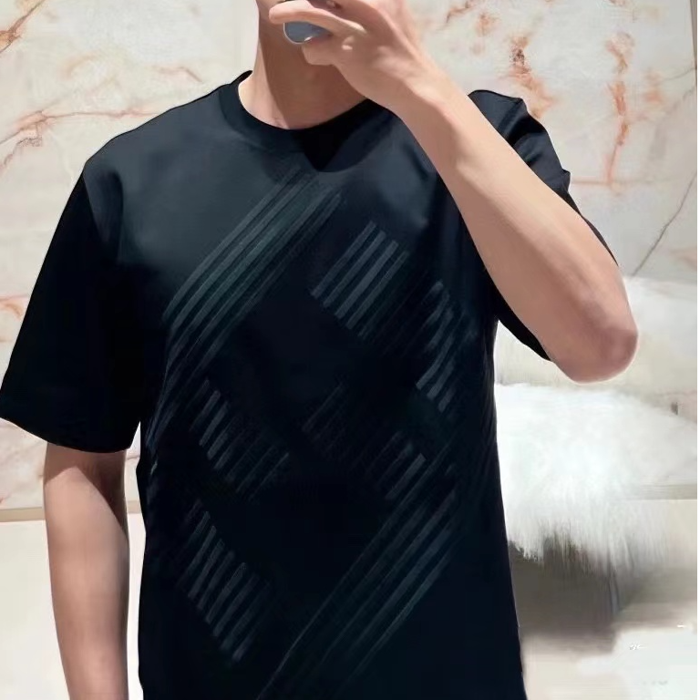 24FW秋冬新品刺绣双F重磅短袖奢潮针织圆领T恤休闲男款半袖时尚