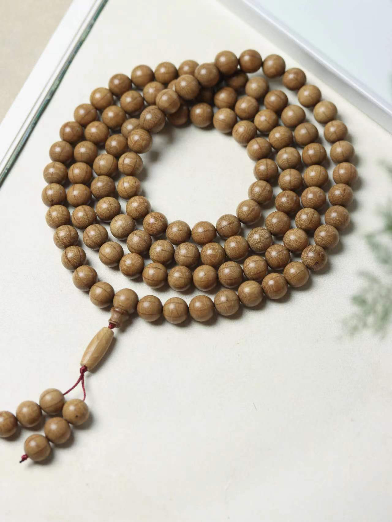 五台山六道木1.2尺寸108颗老料咖啡香避避挡挡串珠男士盘玩手串