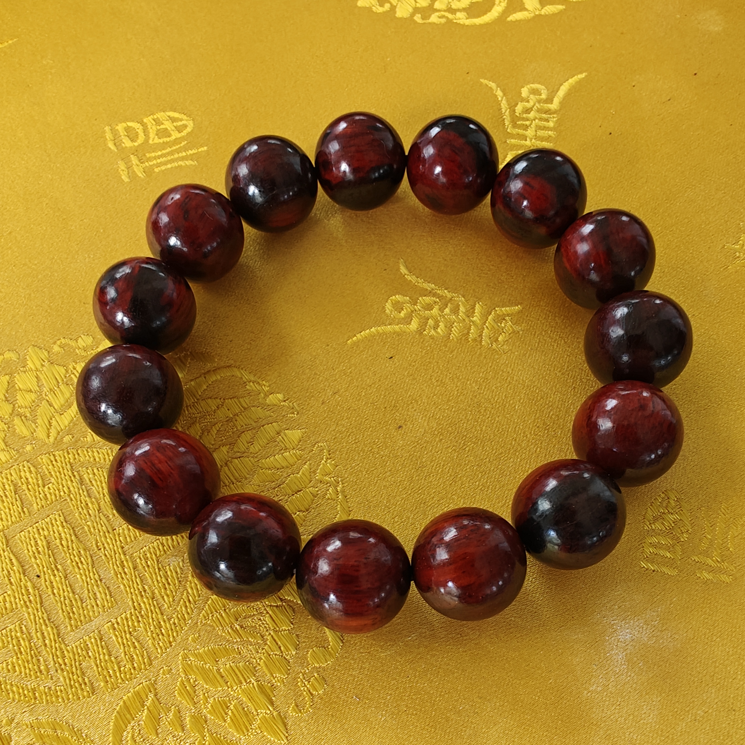 印度小叶紫檀冰裂有瑕1.5尺寸手串