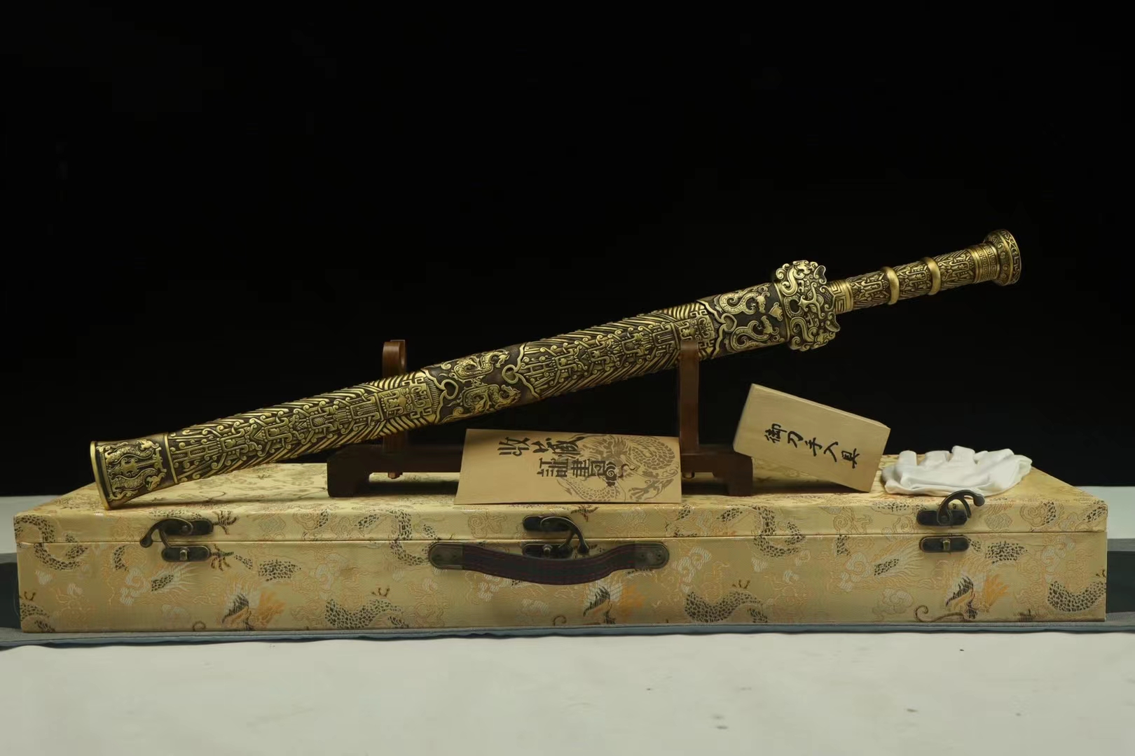 【龙泉德亿】龙泉手工一体锻打兽王剑收藏冷兵器摆件未开刃