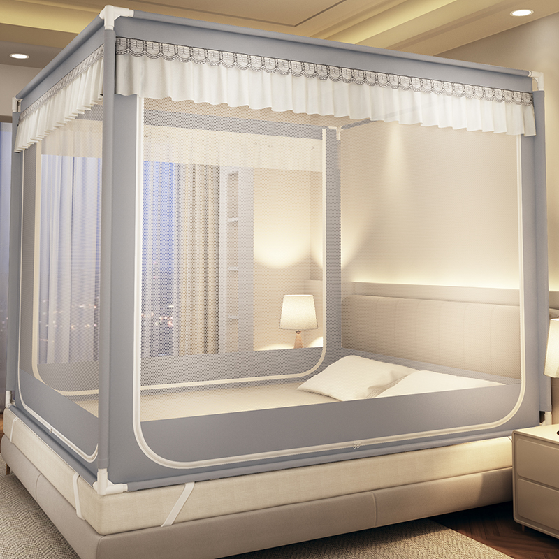 【1.5×1.9防摔】方顶坐床加密蚊帐全底婴幼儿防摔蚊帐支架全封闭