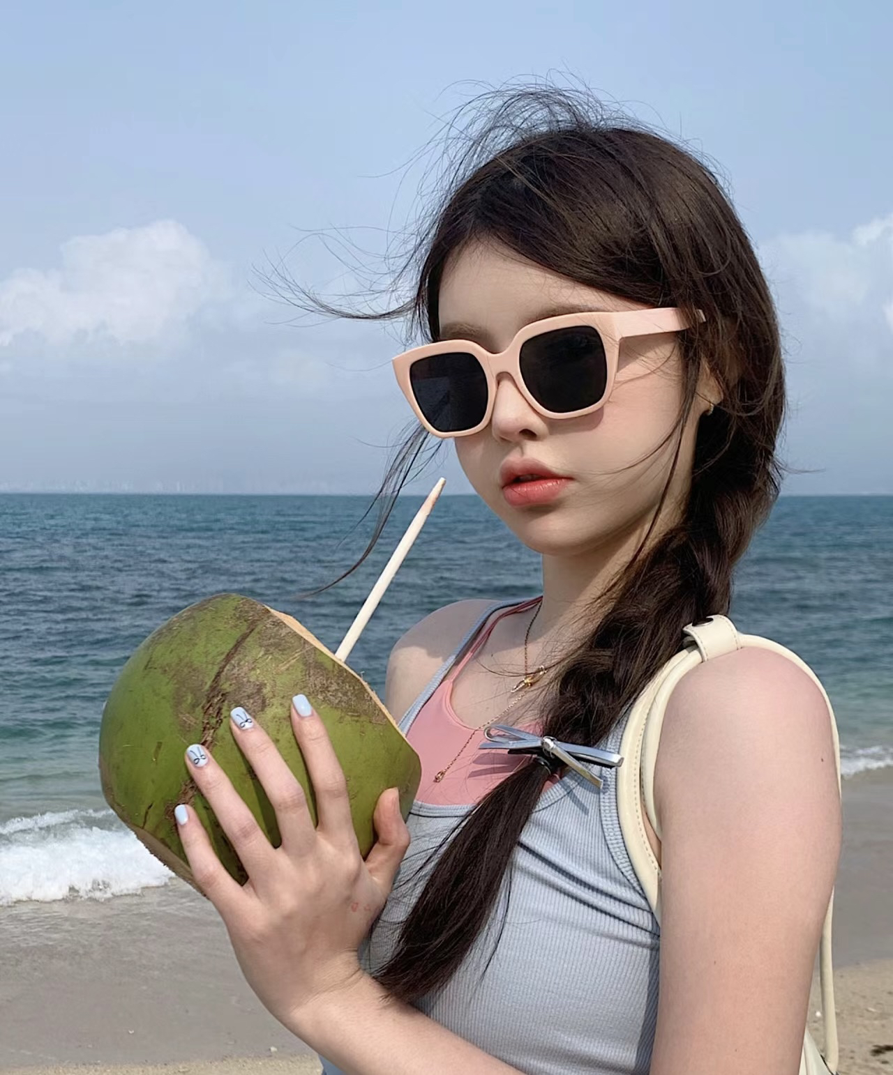 【偏光墨镜】尼龙镜片百搭辣妹防晒防紫外线太阳镜时尚网红粉色墨镜