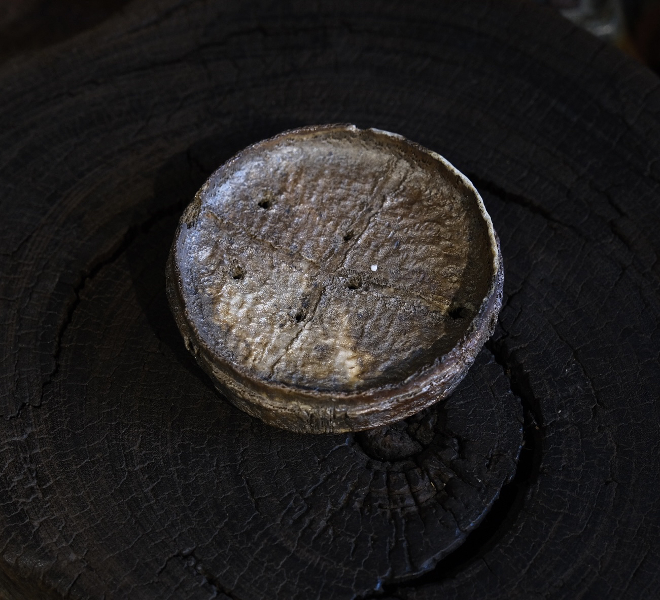 原矿柴烧手捏竹节壶承