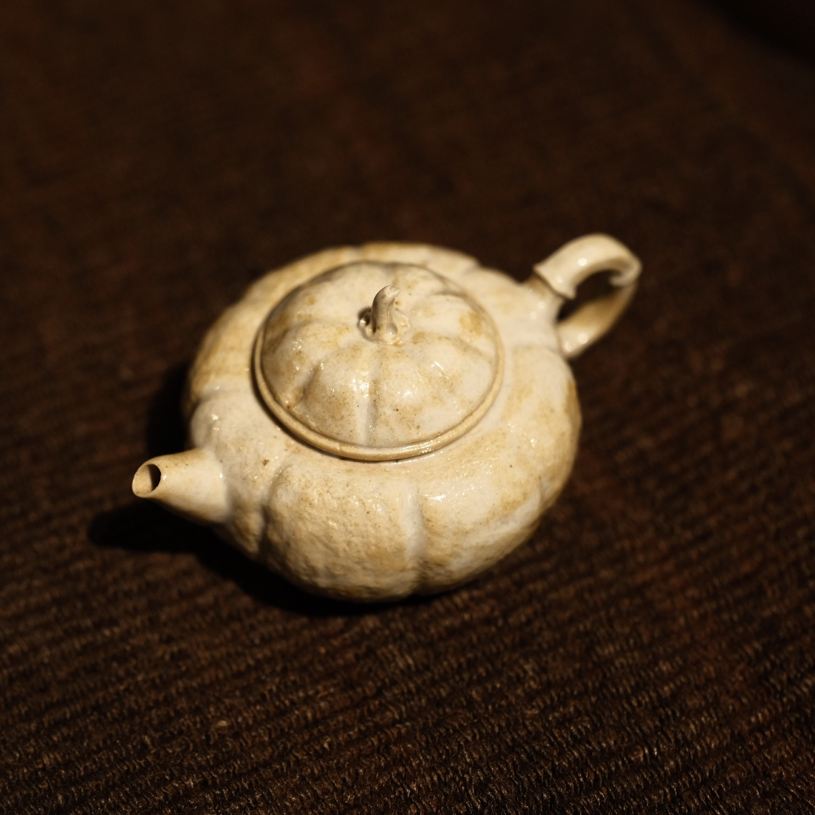 柴烧手捏瓷泥南瓜壶70ml