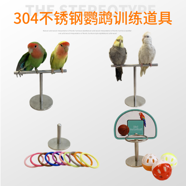 玄凤牡丹鹦鹉304不锈钢套圈篮球架桌面站架站杆训练道具玩具用品