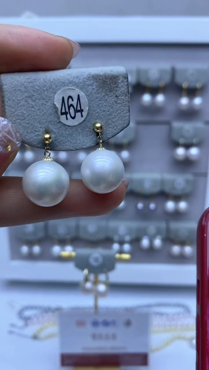 【闪购商品】淡水珍珠耳饰18K金镶嵌464