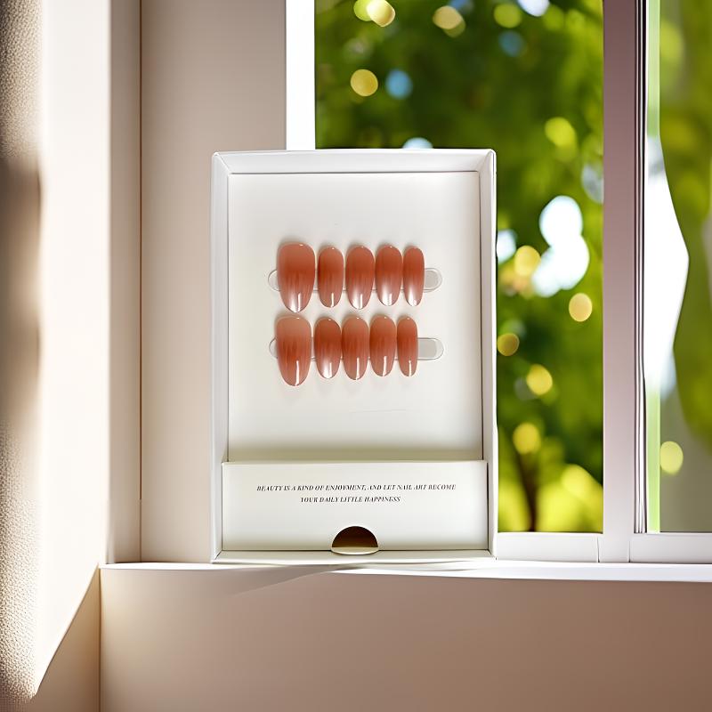 【腮红】纯手工穿戴甲高品质甲片美甲贴冰透猫眼指甲贴高级感穿戴式