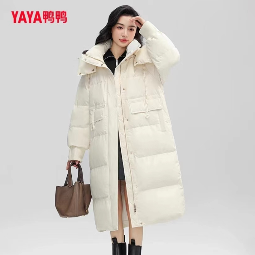 YAYA/鸭鸭羽绒服时尚休闲女士连帽中长款加厚保暖外套YE3B622693L