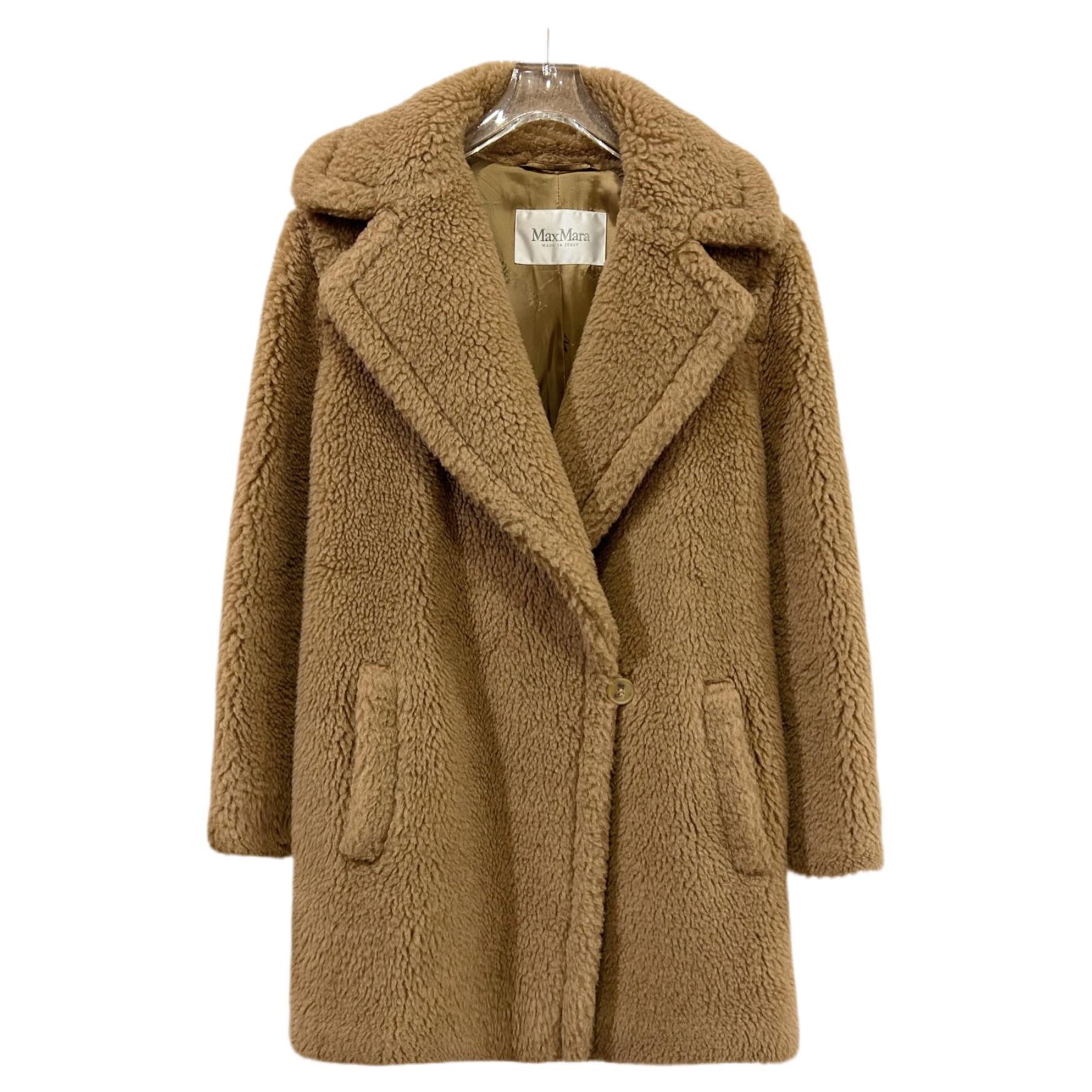 99新 MaxMara 001112主线泰迪熊驼色骆驼绒中长款大衣外套 xxs 码