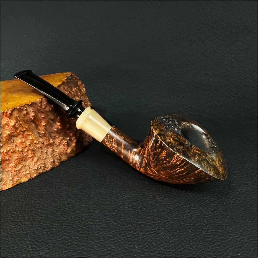 【烟语堂·匠著】石楠木烟斗手工经典瘤皮鸟眼纹牛角饰圈3mm烟道烟斗