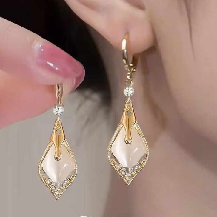 925银针耳饰 【56号】法式轻奢几何菱形时尚气质显脸瘦耳饰