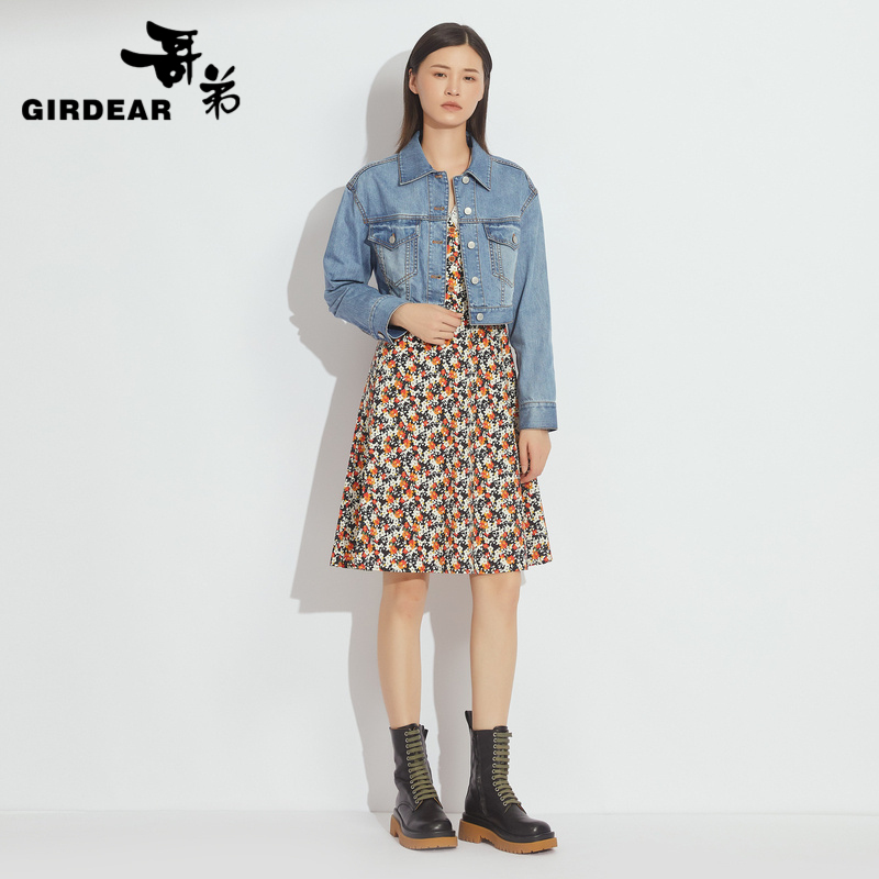 哥弟 短款时尚水洗牛仔外套时尚新款上新 1400476牛仔服牛仔衣