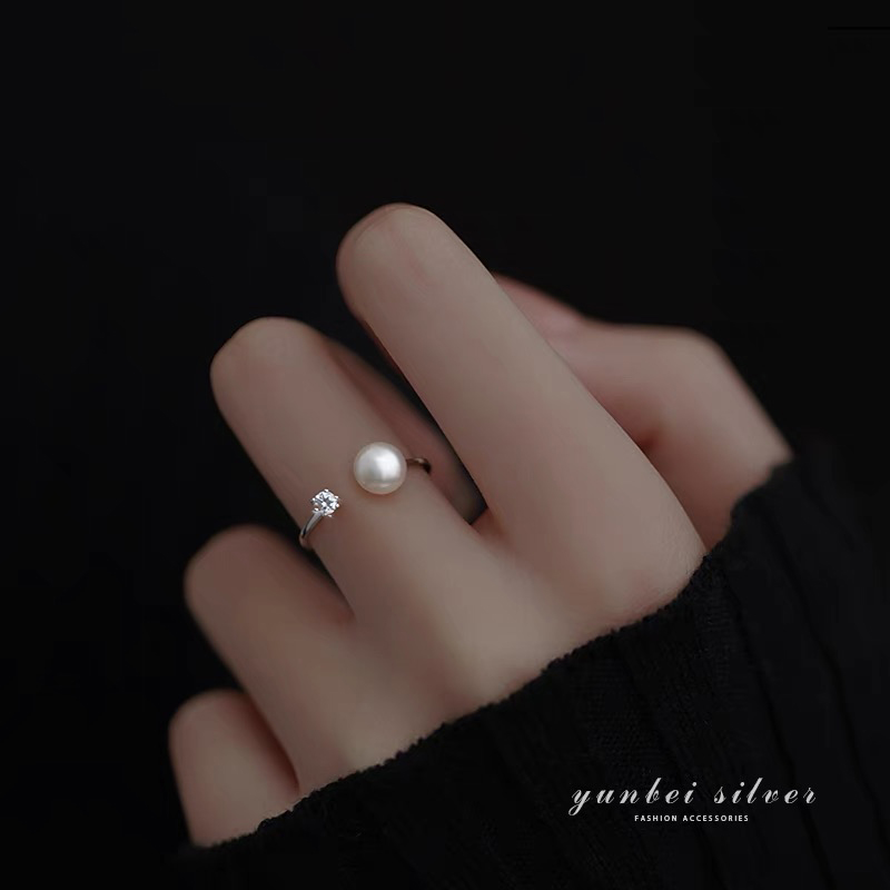 天然珍珠开口戒指 可调节大小