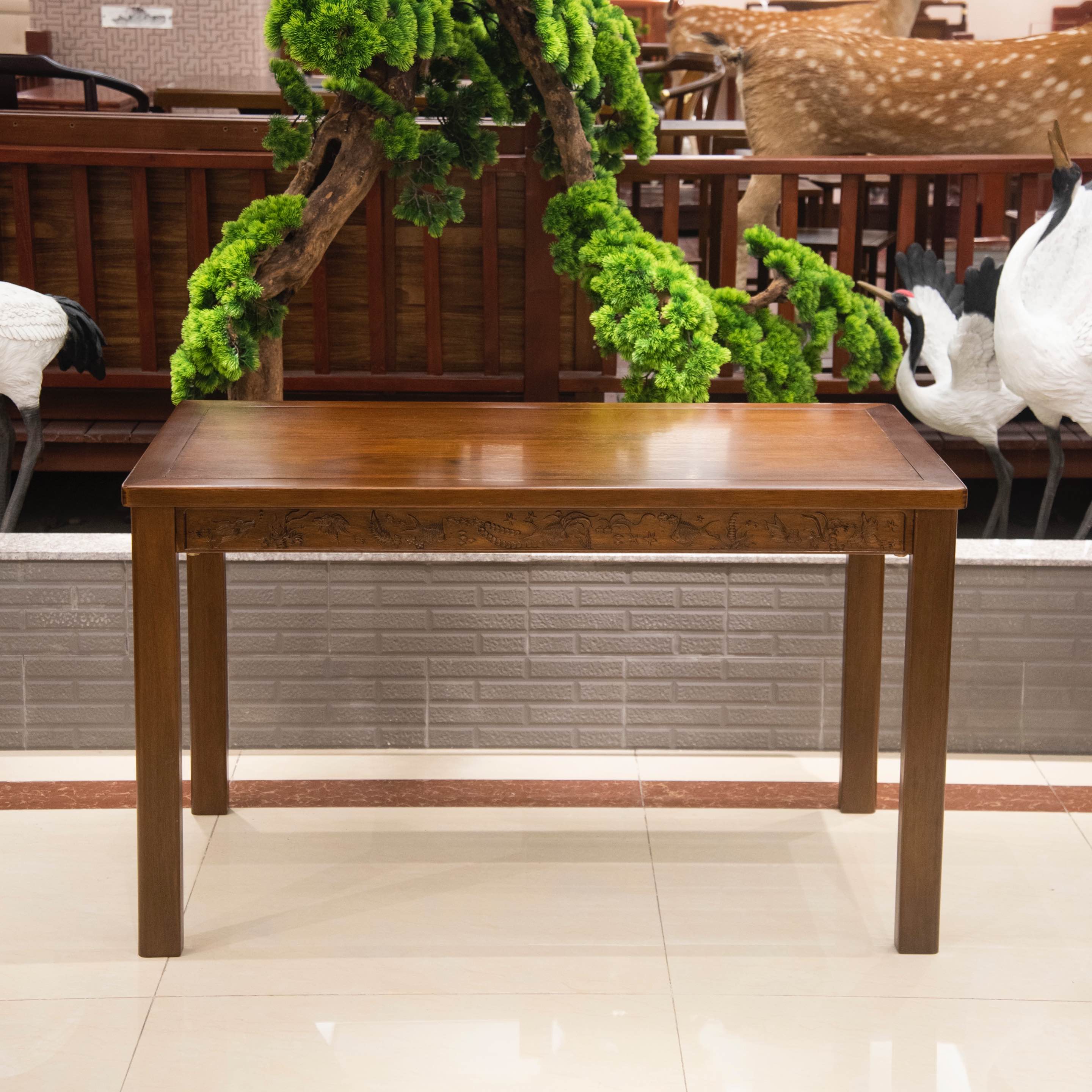 堂哥唯唯推荐-132年年有余长方台餐台桌写字桌  尺寸:132*71*78.5