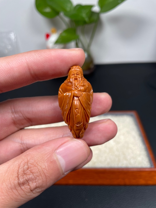 橄榄核雕单颗吊坠 送子财神 2.0×4.0