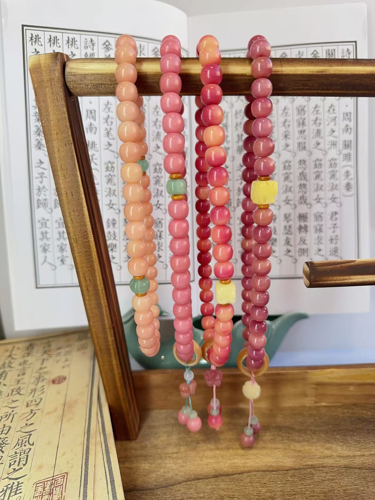 【绿野仙踪-她的果园】双圈天然菩提手串精品雕刻文玩粉红盘玩国风