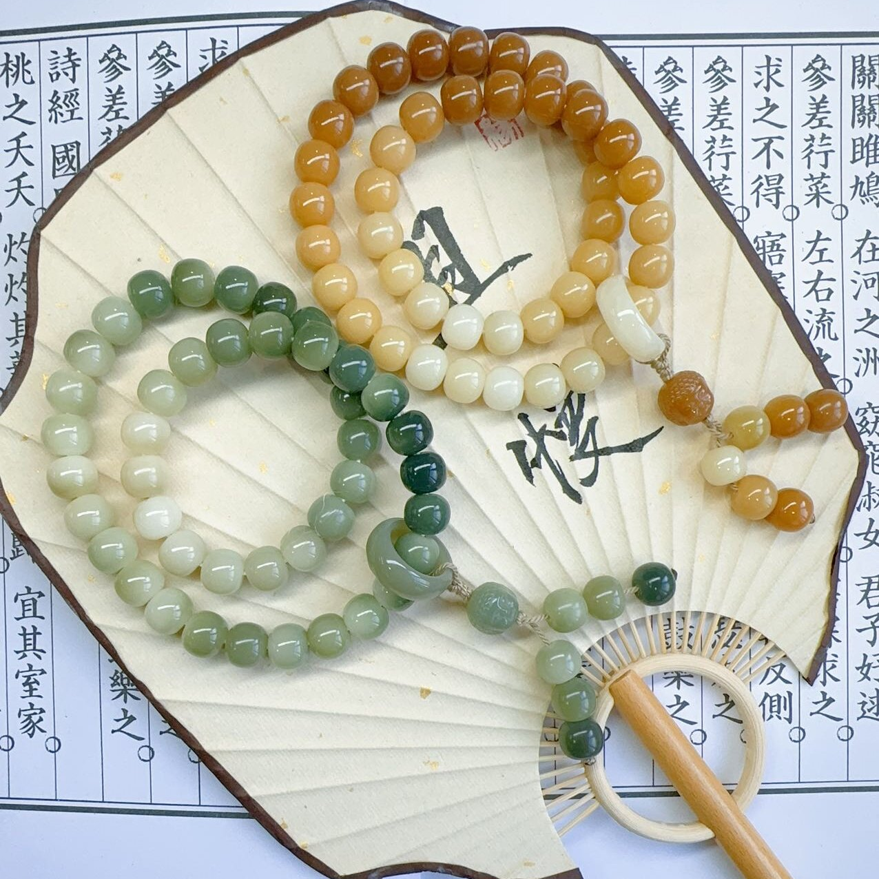 【千里江山-双圈菩提手串】9×11mm渐变佛头天然菩提手持精品老料盘